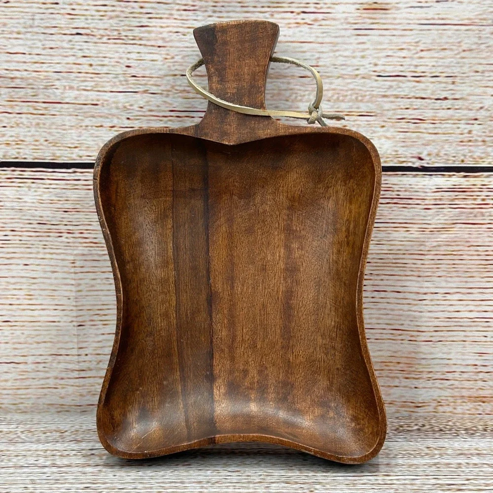 Sosan Vintage‎ Acacia Wood Serving Tray Bell Shape Hand Carved Philippines